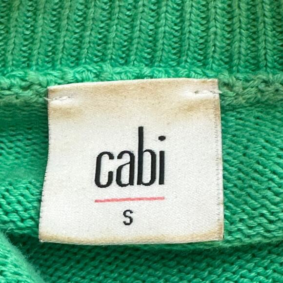 CAbi Wallis Kelly Green Cropped Cardigan Pearl Rhinestone Buttons Small - Picture 5 of 6